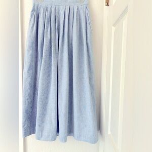 RUFF HEWN Blue/White Cotton Pinstripe Midi Skirt 10/12  Style & Comfort! SO CUTE